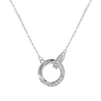 Cubic Zircon Micro Pave Sterling Silver Necklace, 925 Sterling Silver, plated, micro pave cubic zirconia & for woman, platinum color, 40-45CM 