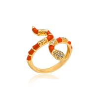 Cubic Zirconia Micro Pave Brass Finger Ring, Snake, fashion jewelry & micro pave cubic zirconia & for woman & enamel 
