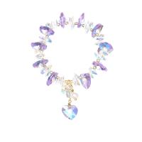 Bracelets en perles de cristal, avec perle d'eau douce cultivée & alliage de zinc, coeur, bijoux de mode & pour femme Environ 6.7 pouce, Vendu par PC