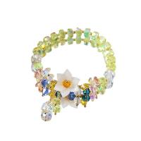 Crystal Bracelets, with Acetate & Brass, Flower, 14K gold plated, fashion jewelry & for woman Approx 6.7 Inch 