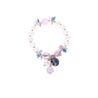 Crystal Bracelets, Plastic Pearl, with Crystal & Brass, Korean style & for woman Approx 6.7 Inch 