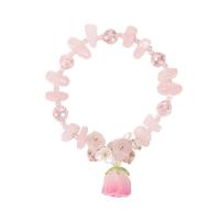 Crystal Bracelets, with Plastic & Brass, Flower, Korean style & for woman Approx 6.7 Inch 