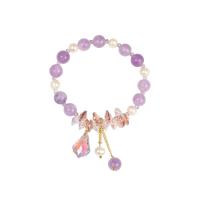 Crystal Bracelets, with Natural Stone & Plastic Pearl & Zinc Alloy, Korean style & for woman Approx 6.7 Inch 