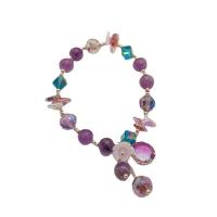 Quartz Bracelets, Amethyst, with Crystal & Brass, Korean style & for woman Approx 6.7 Inch [