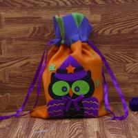 Napped Fabric Drawstring Bag, Halloween Design 