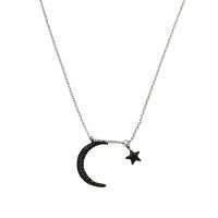 Cubic Zirconia Stainless Steel Necklace, 304 Stainless Steel, with 5cm extender chain, Moon and Star, fashion jewelry & micro pave cubic zirconia & for woman, original color Approx 45.5 cm 