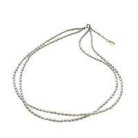 Collier de perles, perle de verre, avec 4cm chaînes de rallonge, Placage de couleur argentée, bijoux de mode & styles différents pour le choix & pour femme, blanc cm, Vendu par brin