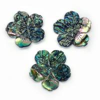 Abalone Shell Pendants, Flower, Carved, DIY, multi-colored, 52mm 