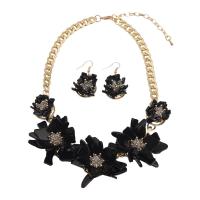 Resin Jewelry Sets, earring & necklace, with Zinc Alloy, with 7cm extender chain, Flower, gold color plated, 2 pieces & fashion jewelry & for woman 50mm Approx 43 cm 