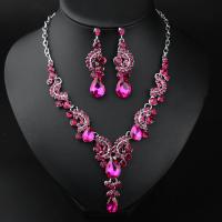 Crystal Jewelry Sets, earring & necklace, with Zinc Alloy, with 7cm extender chain, plated, 2 pieces & fashion jewelry & for woman 60mm Approx 45 cm 