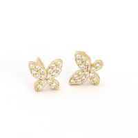 Cubic Zirconia Micro Pave Sterling Silver Earring, 925 Sterling Silver, Butterfly, plated, fashion jewelry & micro pave cubic zirconia & for woman 