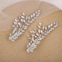 Alligator Hair Clip, Brass, fashion jewelry & for woman & with rhinestone, silver color 