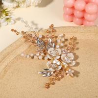 Alligator Hair Clip, Zinc Alloy, with Plastic & Plastic Pearl & Brass, fashion jewelry & for woman & with rhinestone, golden 