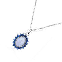 Rhinestone Zinc Alloy Necklace, with Opal, with 5cm extender chain, Flower, silver color plated, fashion jewelry & for woman & with rhinestone Approx 45 cm 