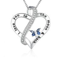 Rhinestone Zinc Alloy Necklace, with 5cm extender chain, Heart, silver color plated, fashion jewelry & for woman & with rhinestone Approx 45 cm 