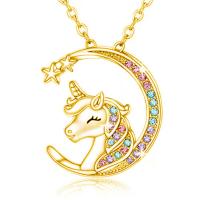 Zinc Alloy Necklace, with 5cm extender chain, Unicorn, plated, fashion jewelry & for woman & with rhinestone Approx 45 cm 