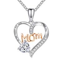 Stainless Steel Jewelry Necklace, 304 Stainless Steel Chain, with zinc alloy pendant, with 5cm extender chain, Heart, plated, fashion jewelry & for woman & with rhinestone Approx 45 cm 