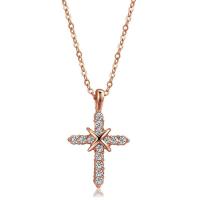 Zinc Alloy Necklace, with 5cm extender chain, Cross, plated, fashion jewelry & for woman & with rhinestone Approx 45 cm 