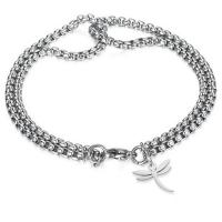 Stainless Steel Chain Bracelets, 304 Stainless Steel, Dragonfly, polished, Double Layer & fashion jewelry & Unisex, original color Approx 22 cm 