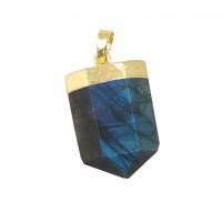 Brass Jewelry Pendants, with Labradorite, gold color plated, DIY 