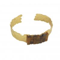 Brass Cuff Bangle, with Natural Stone, gold color plated, fashion jewelry & Unisex 14x29-33mm, Inner Approx 58mm 