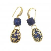 Brass Drop Earring, with Natural Stone, gold color plated, fashion jewelry & micro pave cubic zirconia & for woman 