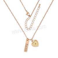 Stainless Steel Jewelry Necklace, 304 Stainless Steel, with 8.5CM extender chain, Heart, Vacuum Ion Plating, for woman Approx 40 cm 