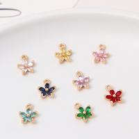 Cubic Zirconia Brass Pendants, Flower, gold color plated, DIY & micro pave cubic zirconia & for woman 
