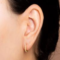 Brass Huggie Hoop Earring, with Plastic Pearl, plated & for woman 