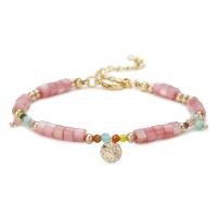 Gemstone Bracelets, Brass, with Natural Stone & Shell, with 5cm extender chain, plated, fashion jewelry cm 