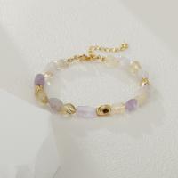 Gemstone Bracelets, Brass, with Natural Stone, with 5cm extender chain, plated, fashion jewelry cm 