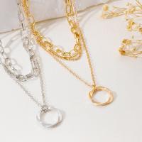 Zinc Alloy Necklace, plated, three layers & fashion jewelry & for woman Approx 45 cm 