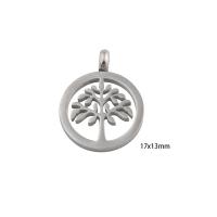 Stainless Steel Pendants, 304 Stainless Steel, Tree, Vacuum Ion Plating, DIY, silver color Approx 3mm 