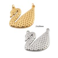 Stainless Steel Animal Pendants, 304 Stainless Steel, Swan, Vacuum Ion Plating, DIY & double-hole Approx 2mm [