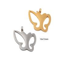 Stainless Steel Animal Pendants, 304 Stainless Steel, Butterfly, Vacuum Ion Plating, DIY Approx 2mm 