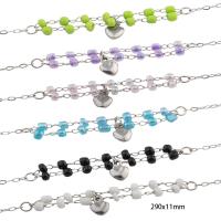 Stainless Steel Anklets Jewelry, 304 Stainless Steel, with Seedbead, Vacuum Ion Plating, for woman Approx 29 cm 