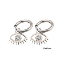 Huggie Hoop Drop Earring, 304 Stainless Steel, Vacuum Ion Plating, micro pave cubic zirconia & for woman & enamel, silver color 