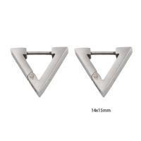 Stainless Steel Leverback Earring, 304 Stainless Steel, Triangle, Vacuum Ion Plating, for woman, silver color 