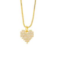 Cubic Zircon Micro Pave Brass Necklace, Heart, real gold plated, fashion jewelry & micro pave cubic zirconia & for woman 