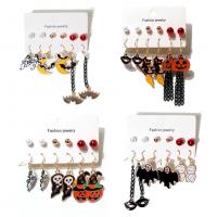 Zinc Alloy Earring Set, with Plastic Pearl, plated, Halloween Jewelry Gift & for woman & enamel, 25-70mm 