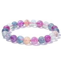Gemstone Bracelets, Colorful Fluorite, Round, fashion jewelry & for woman, 8mm Approx 7 Inch 