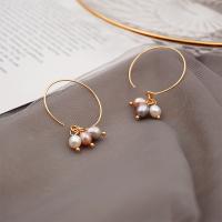 Freshwater Pearl Brass Earring, with Brass, fashion jewelry & for woman, golden, 2cm 