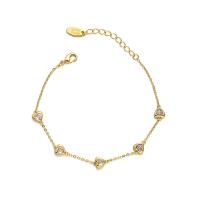 Bracelet cubique en laiton zircon pavent, avec 4.6cm chaînes de rallonge, Plaqué d'or 18K, bijoux de mode & pavé de micro zircon & pour femme, doré .2 cm, Vendu par PC[