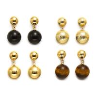 Gemstone Drop Earring, Brass, with Gemstone, 18K gold plated, fashion jewelry & for woman 