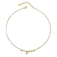 Messing Zirkonia Halskette, mit Verlängerungskettchen von 6.3cm, 18 K vergoldet, Modeschmuck & für Frau & mit kubischem Zirkonia, goldfarben, Länge:41.6 cm, verkauft von PC