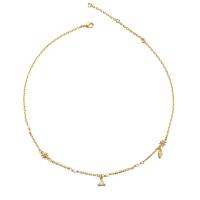 Freshwater Pearl Brass Necklace, with Freshwater Pearl, with 3.3cm extender chain, 18K gold plated, fashion jewelry & micro pave cubic zirconia & for woman, golden .3 cm 