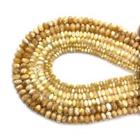 Perles en coquille naturel, Plat rond, DIY & normes différentes pour le choix, Jaune Environ 38 cm, Vendu par brin