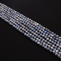 Abalorio Con Manchas Azules, Punto azul, Esférico, Bricolaje, color mixto, 8mm, longitud:aproximado 38 cm, Vendido por Sarta