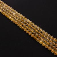 Gefärbte Quarz Perlen, Natürlicher Quarz, rund, DIY & verschiedene Größen vorhanden, gelb, Länge:ca. 38 cm, verkauft von Strang