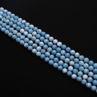 Single Gemstone Beads, Natural Stone, Round, DIY skyblue Approx 38 cm 